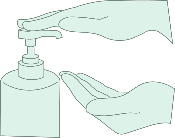 キャップを手で固定しながらノズルを左に回転させて頭部を上げ、中身が出るまで数回空押しする。